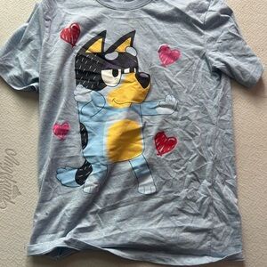 Blue and Yellow Short Sleeve Tee with Playful Design